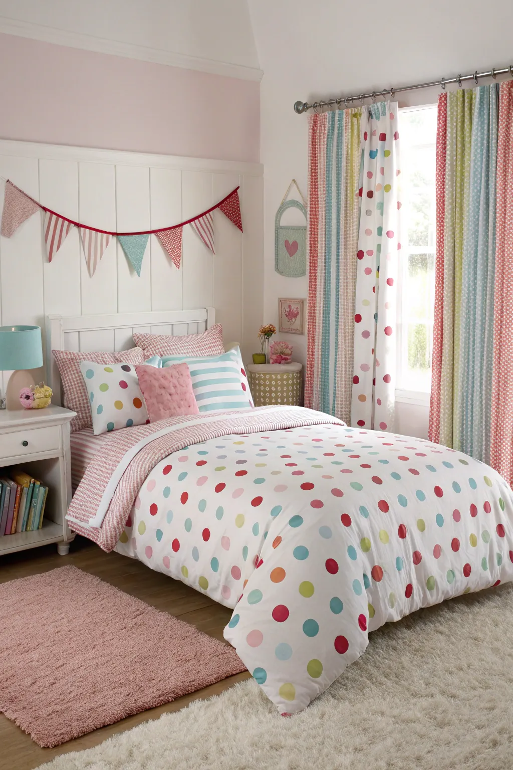 Playful patterns bring a whimsical touch to your bedroom.