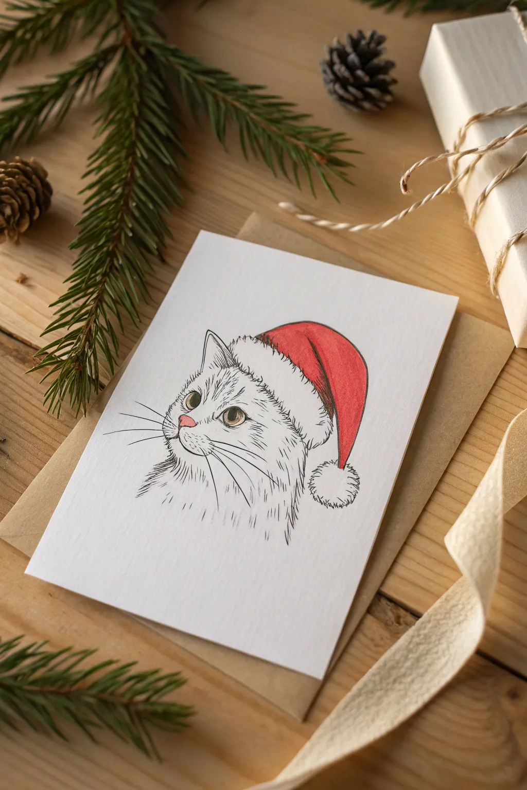 Adorable Festive Felines: Add a minimalist touch to your holiday greetings!