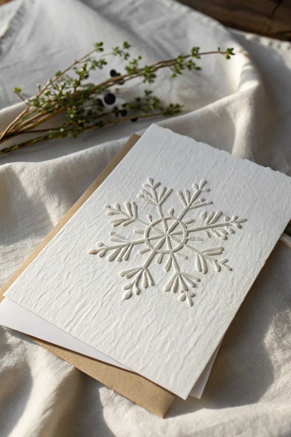 Elegance in Simplicity: A Minimalist Snowflake Card for a Subtle Christmas Touch.
