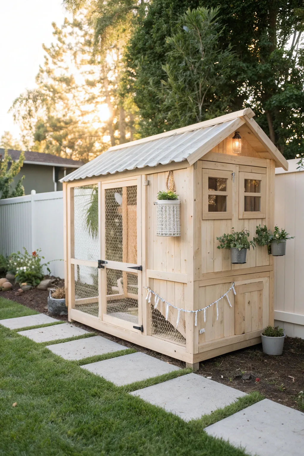 Functional and Fabulous: Elevate your backyard with a chic, minimalist chicken coop that's as practical as it is pretty!