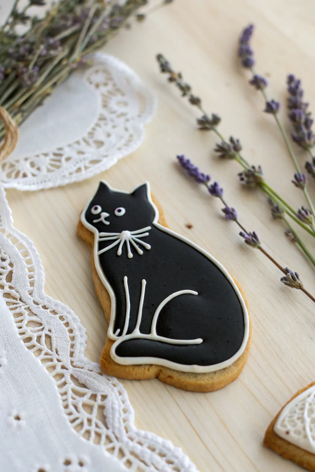 Elevate your dessert table with these chic tuxedo cat cookies—where elegance meets delicious simplicity.