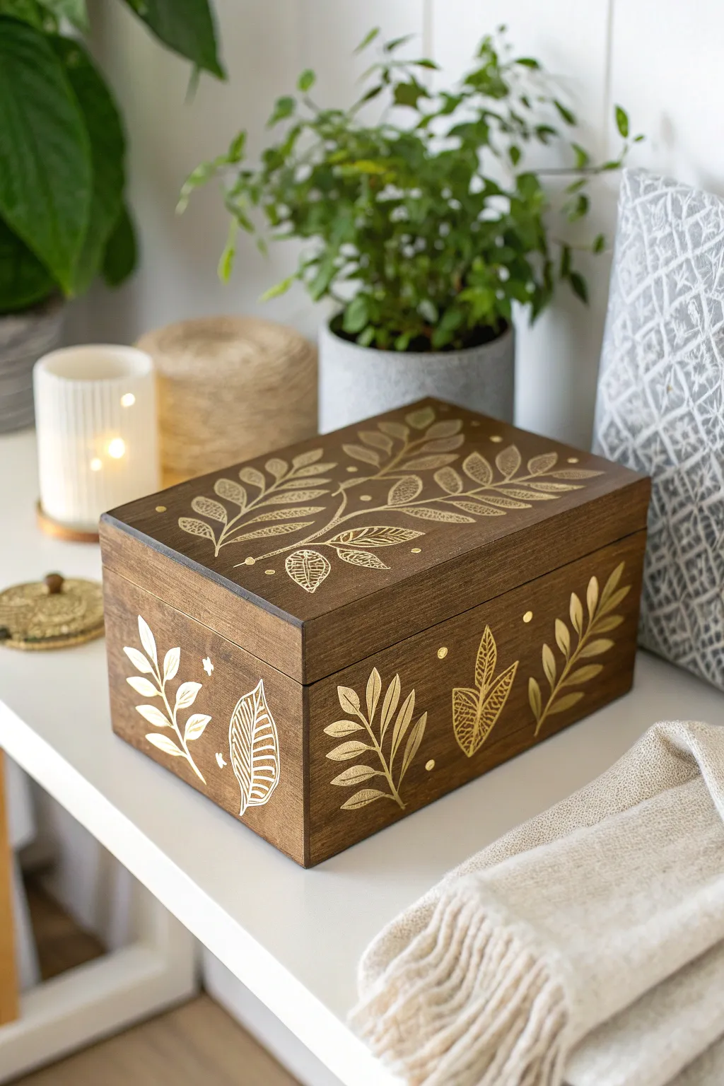 Transform ordinary boxes into stunning decor with the magic of stencils. 🌿✨ #Craftsmanship #ScandinavianBoho