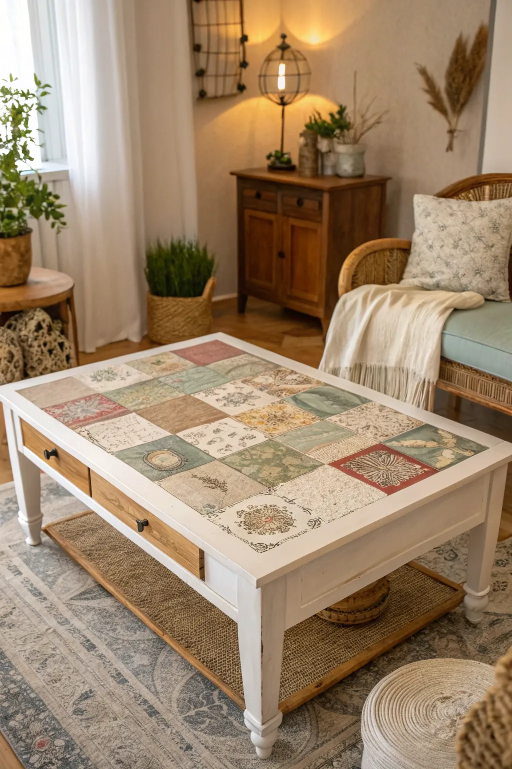 Bring memories to life with a stunning decoupage table top that tells your unique story.