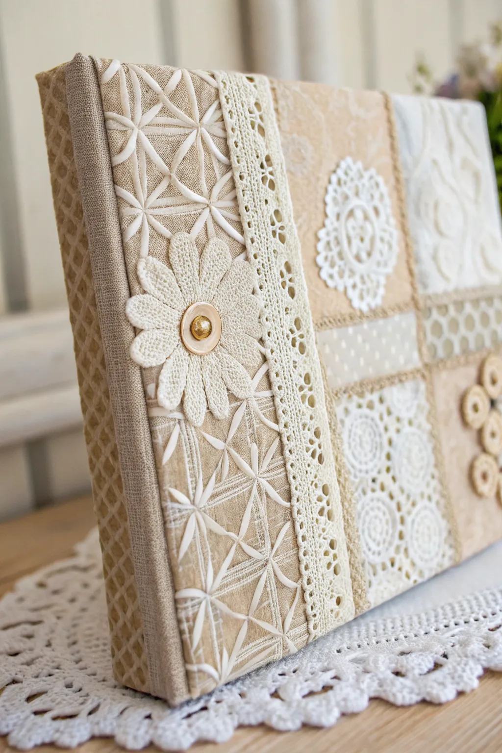 Embrace the art of texture with this stunning decoupage canvas masterpiece.