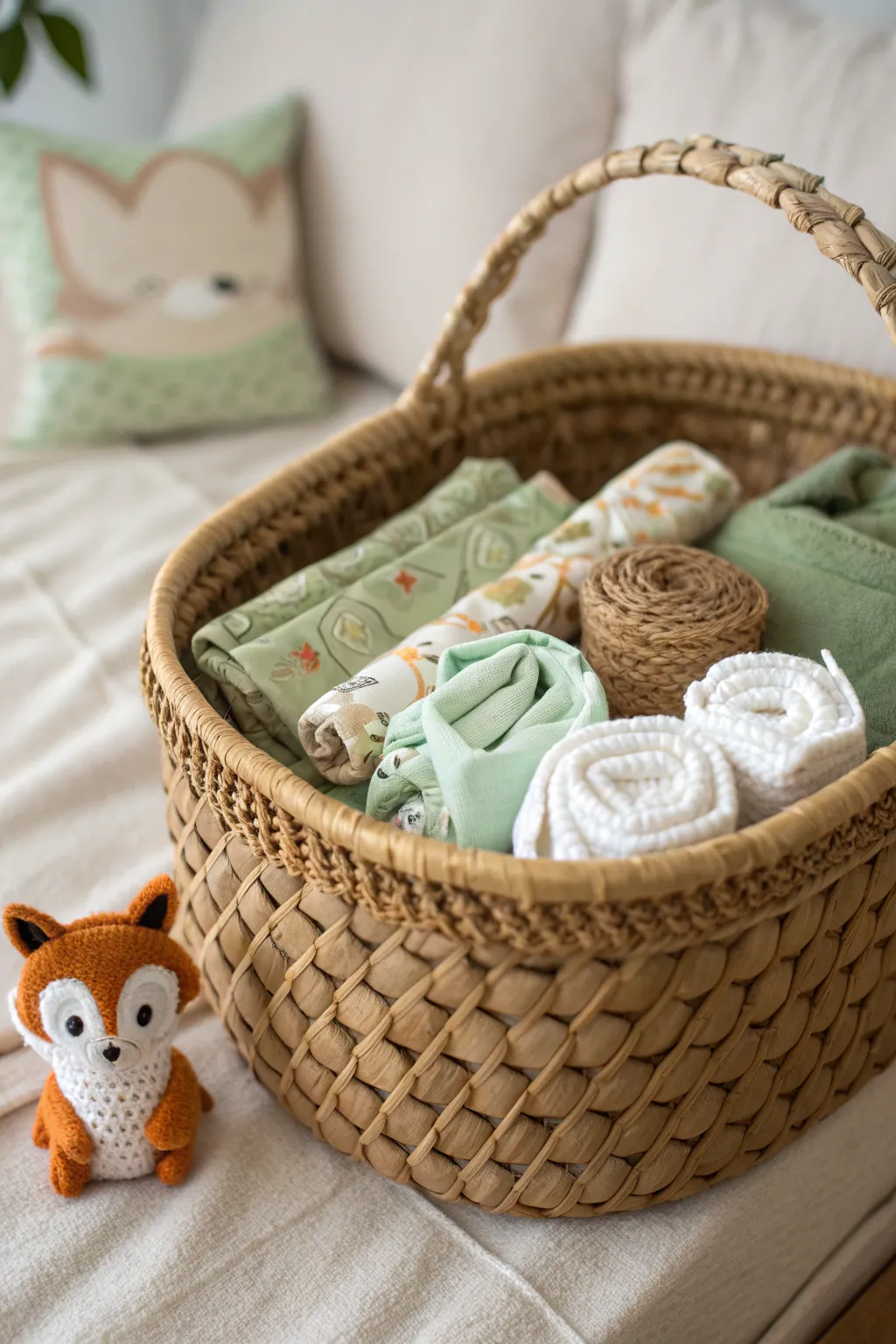 Embrace the charm of nature with a woodland-themed diaper basket that marries simplicity and whimsy.
