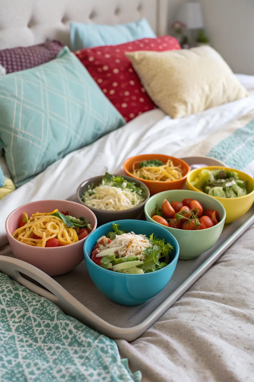 Bowls help keep your meal contained and easy to enjoy in bed.