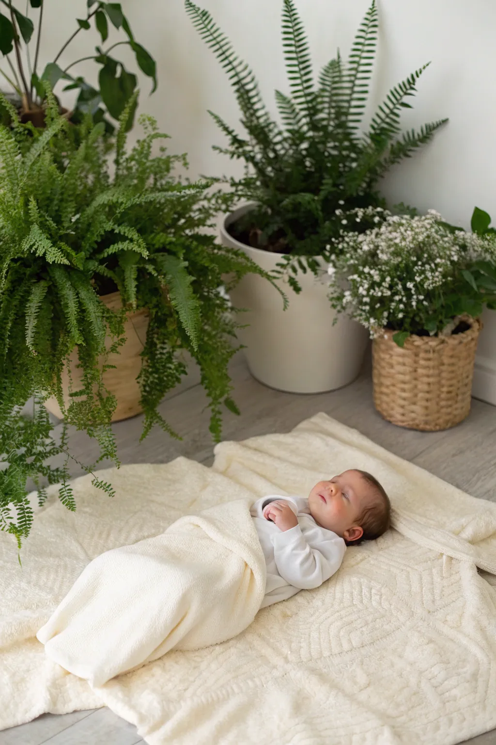 Capture the essence of nature's little miracle with a touch of greenery and minimalist charm.