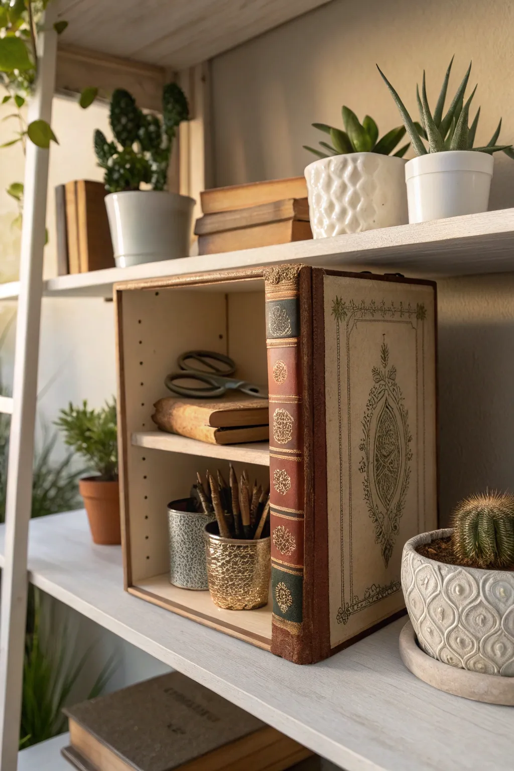 Discover the charm of hidden treasures with this upcycled book box! Perfect for adding a touch of mystery and elegance to your minimalist space.