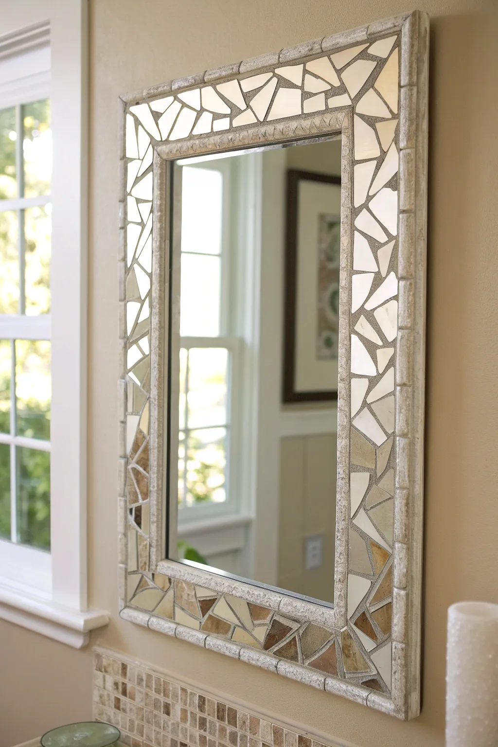 Transform your space with a touch of artistic elegance: a DIY broken mirror frame that dazzles.