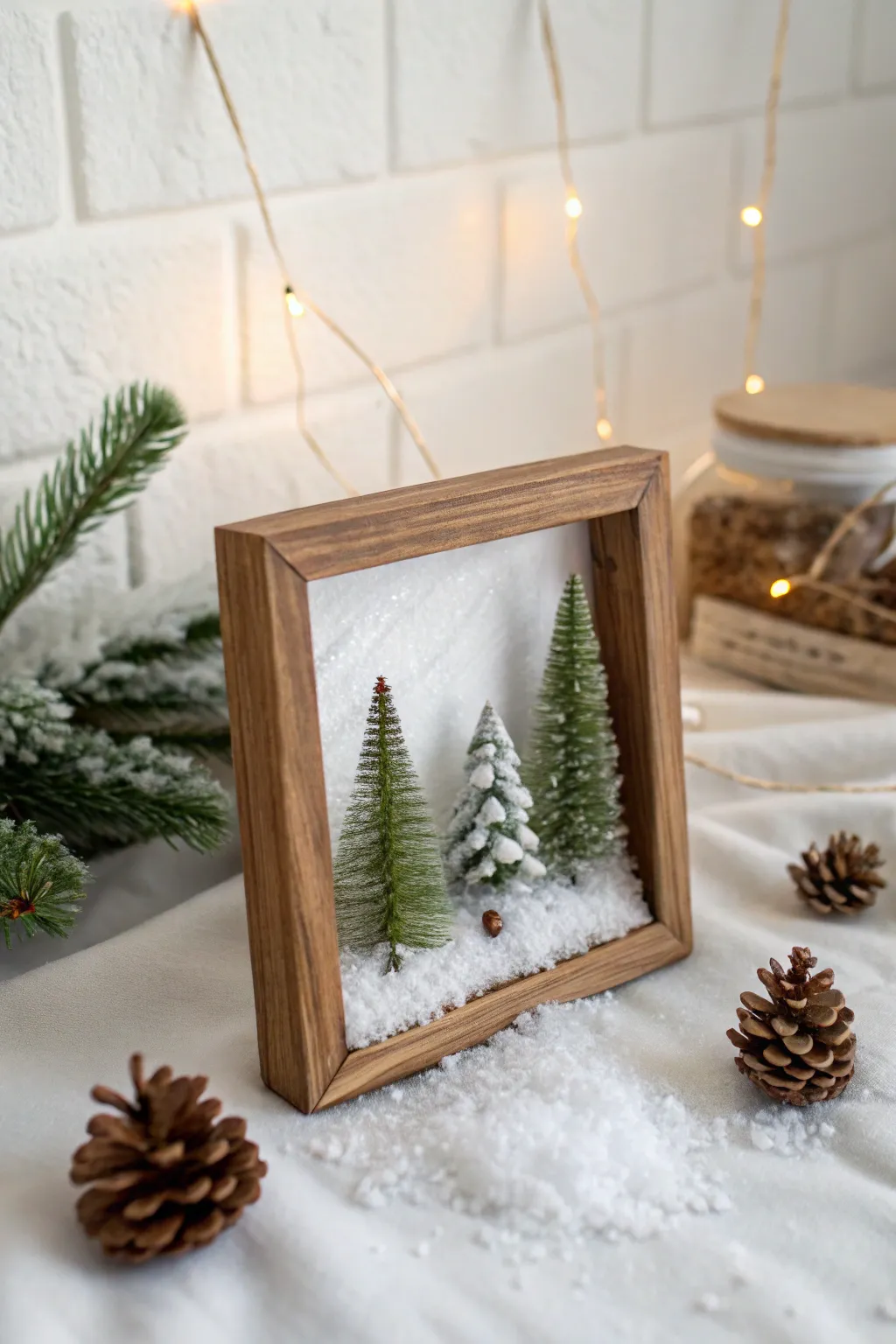 Embrace the serenity of a snowy scene with this DIY Christmas frame, where Scandinavian minimalism meets Boho charm.