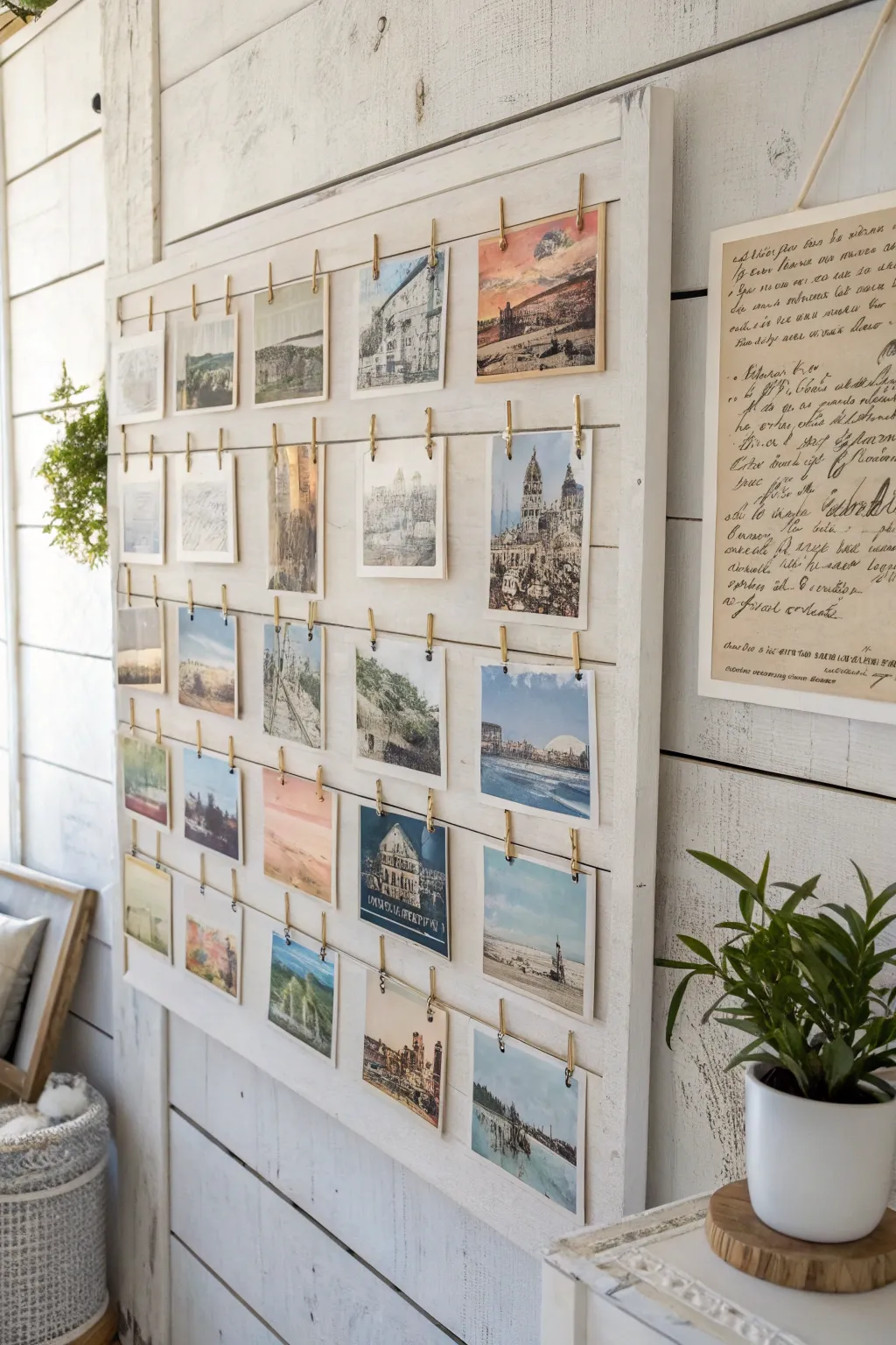 Transform your space with a nostalgic vintage postcard display: a chic way to cherish memories and add a personal touch to your decor.