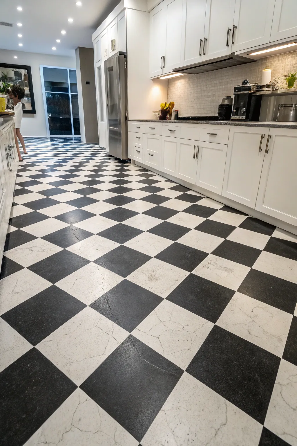 Transform your space with bold checkerboard floors – where modern design meets timeless charm.