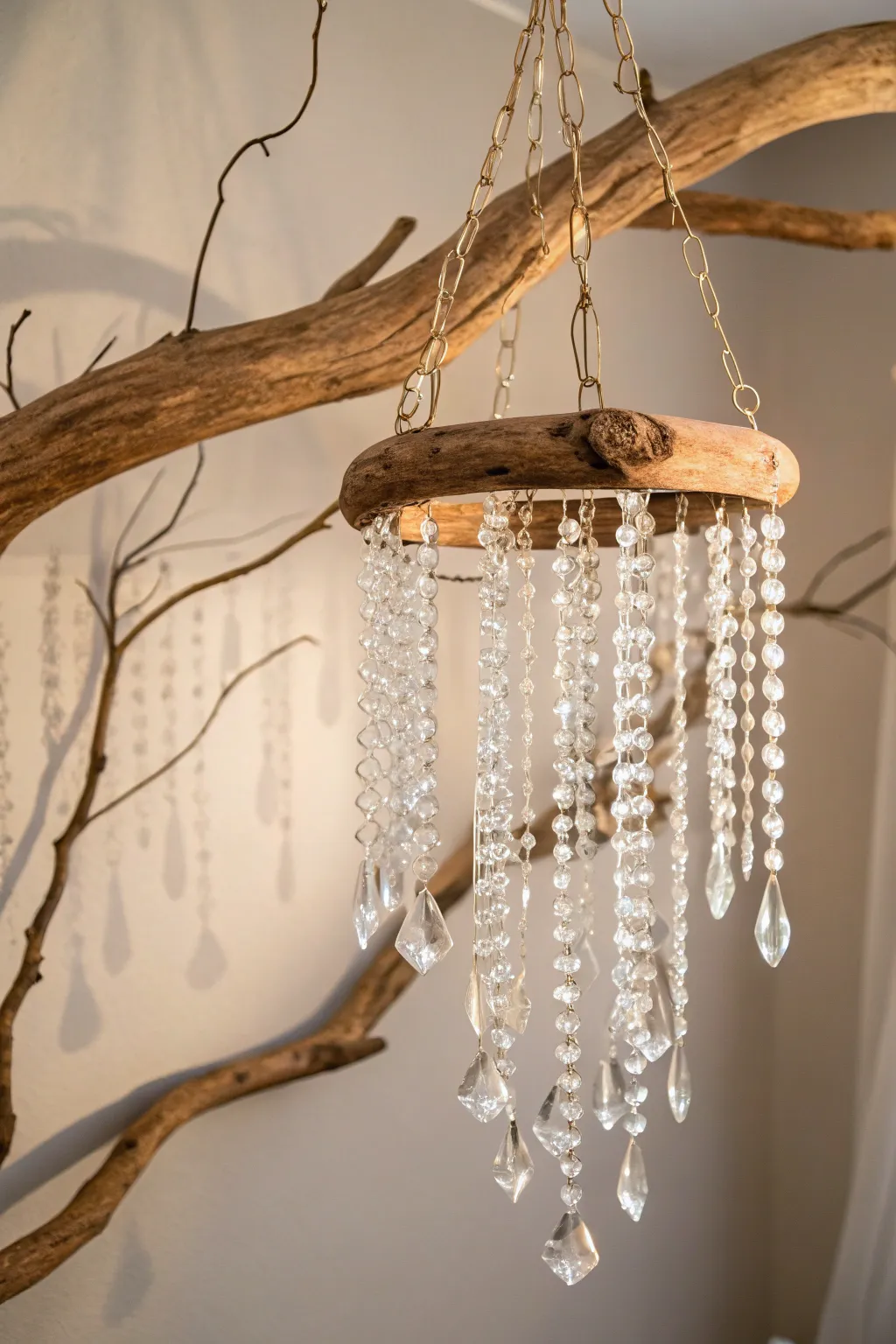 Embrace nature and elegance with this DIY crystal branch chandelier—where simplicity meets sparkle.
