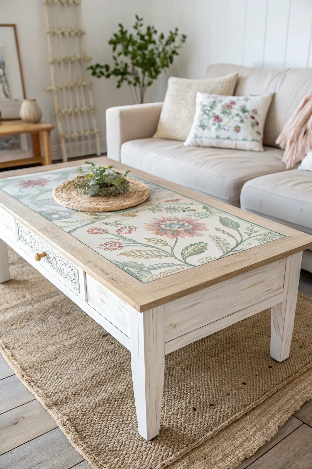 Transform your space with the timeless charm of an upcycled decoupage coffee table, where simplicity meets artistry.