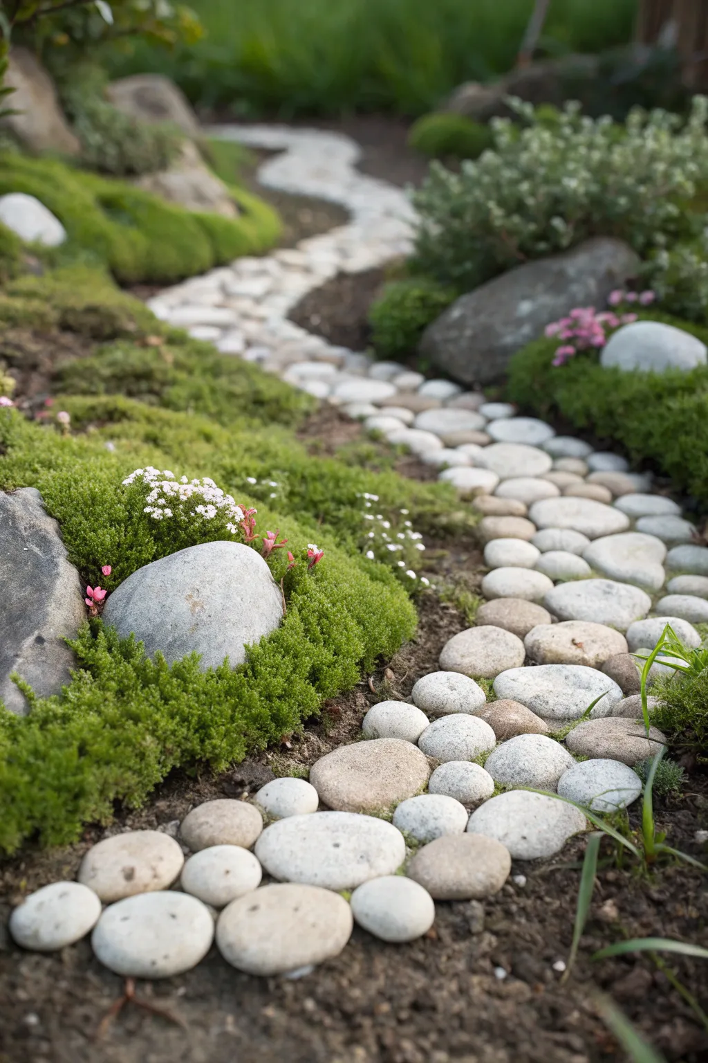 Craft a whimsical escape with pebble pathways in your gnome garden.