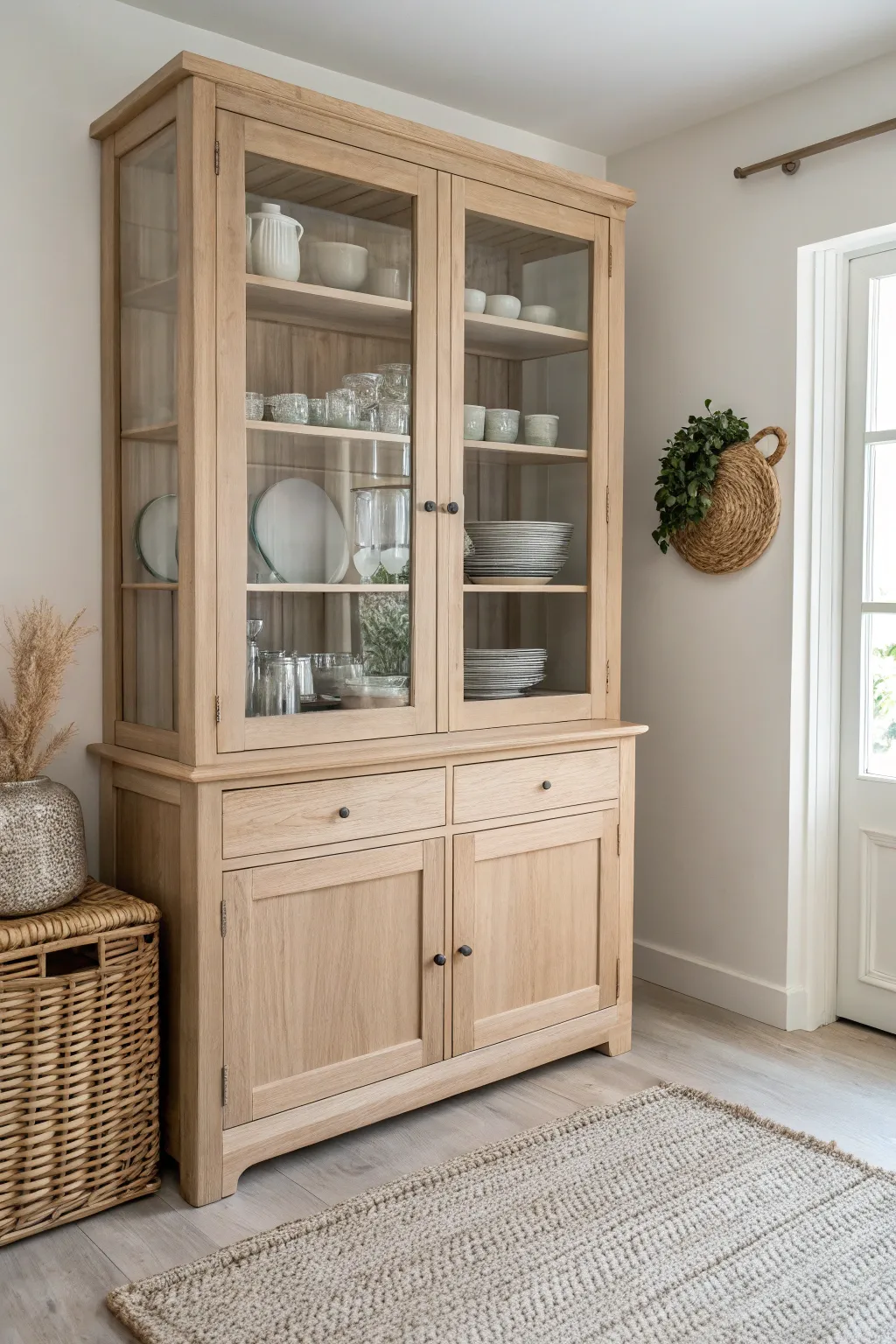 Transform your kitchen space with elegant glass doors, merging functionality with minimalist beauty.