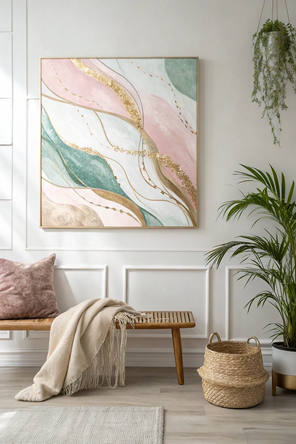Elevate your space with a statement oversized art piece that speaks volumes in simplicity and elegance.