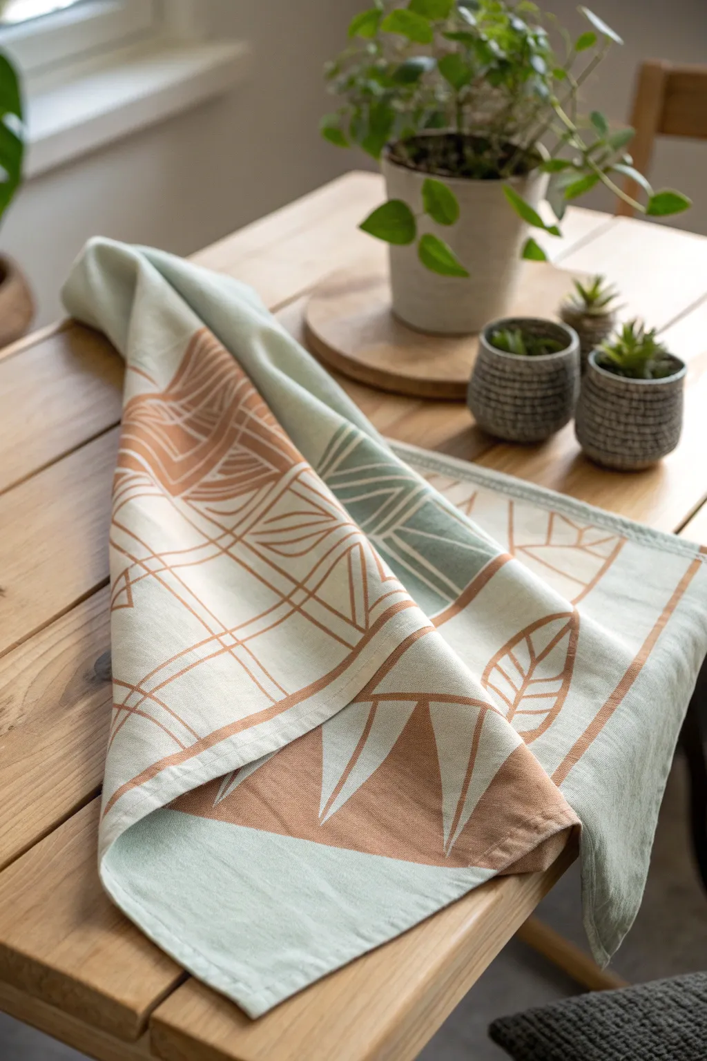 Elevate your mom's kitchen with these chic hand-painted tea towels—where Scandinavian simplicity meets boho elegance.