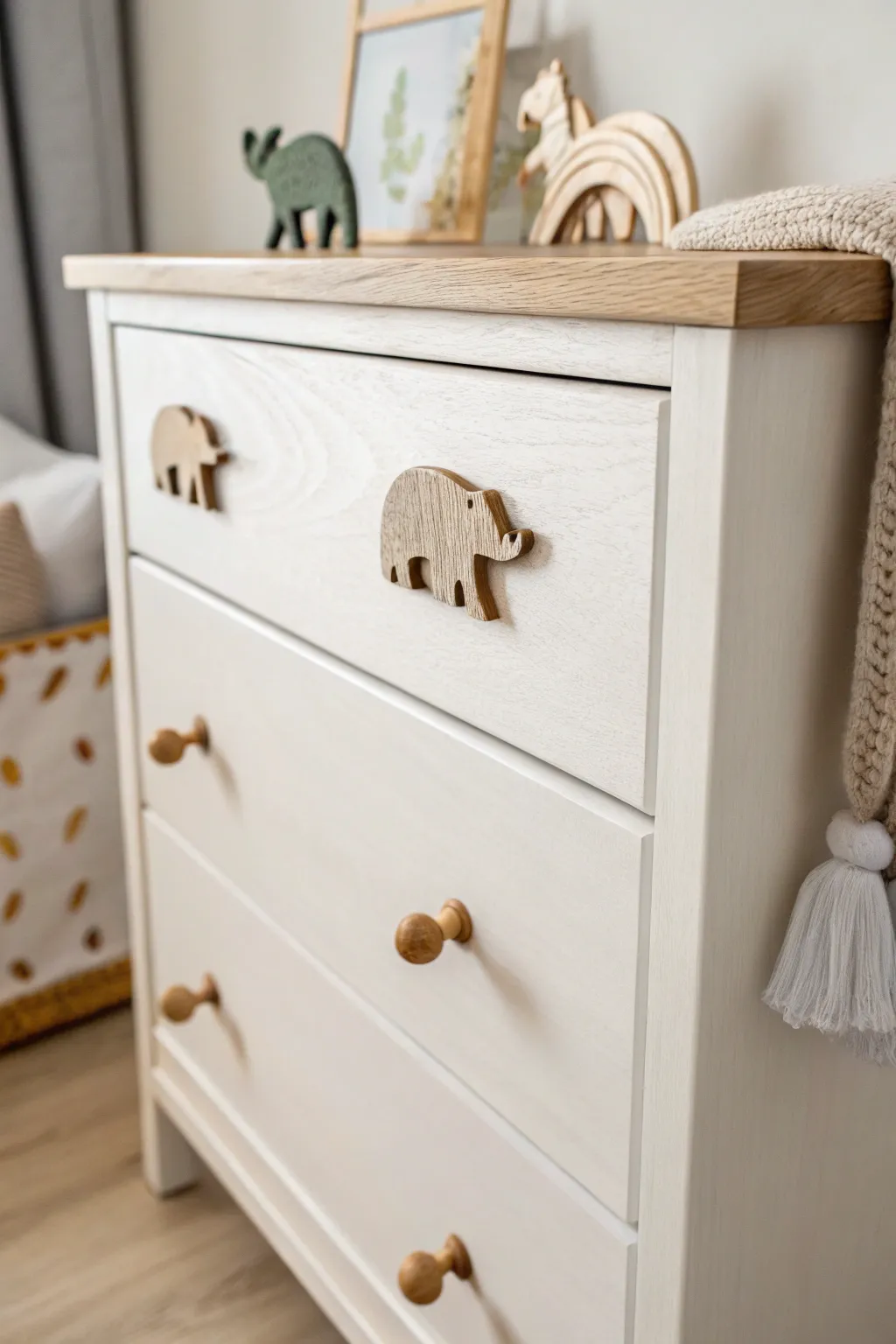 Transform your nursery with whimsical animal-shaped drawer pulls for a playful touch of character!
