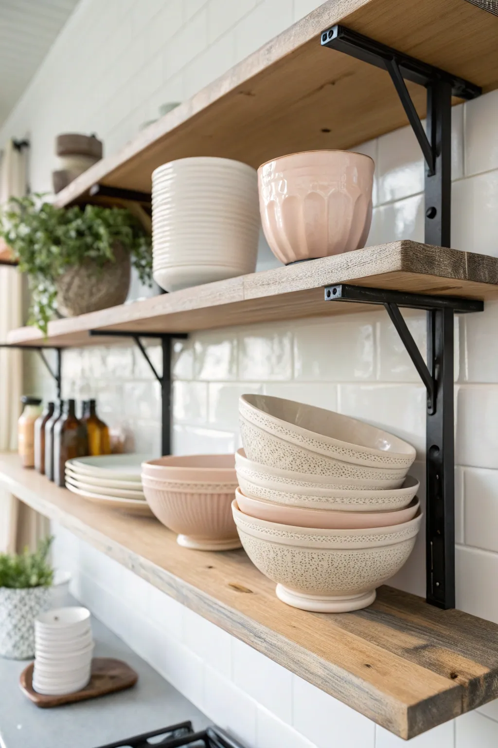 Elevate your kitchen style with a perfect mix of metal and ceramic for a chic, minimalist vibe.