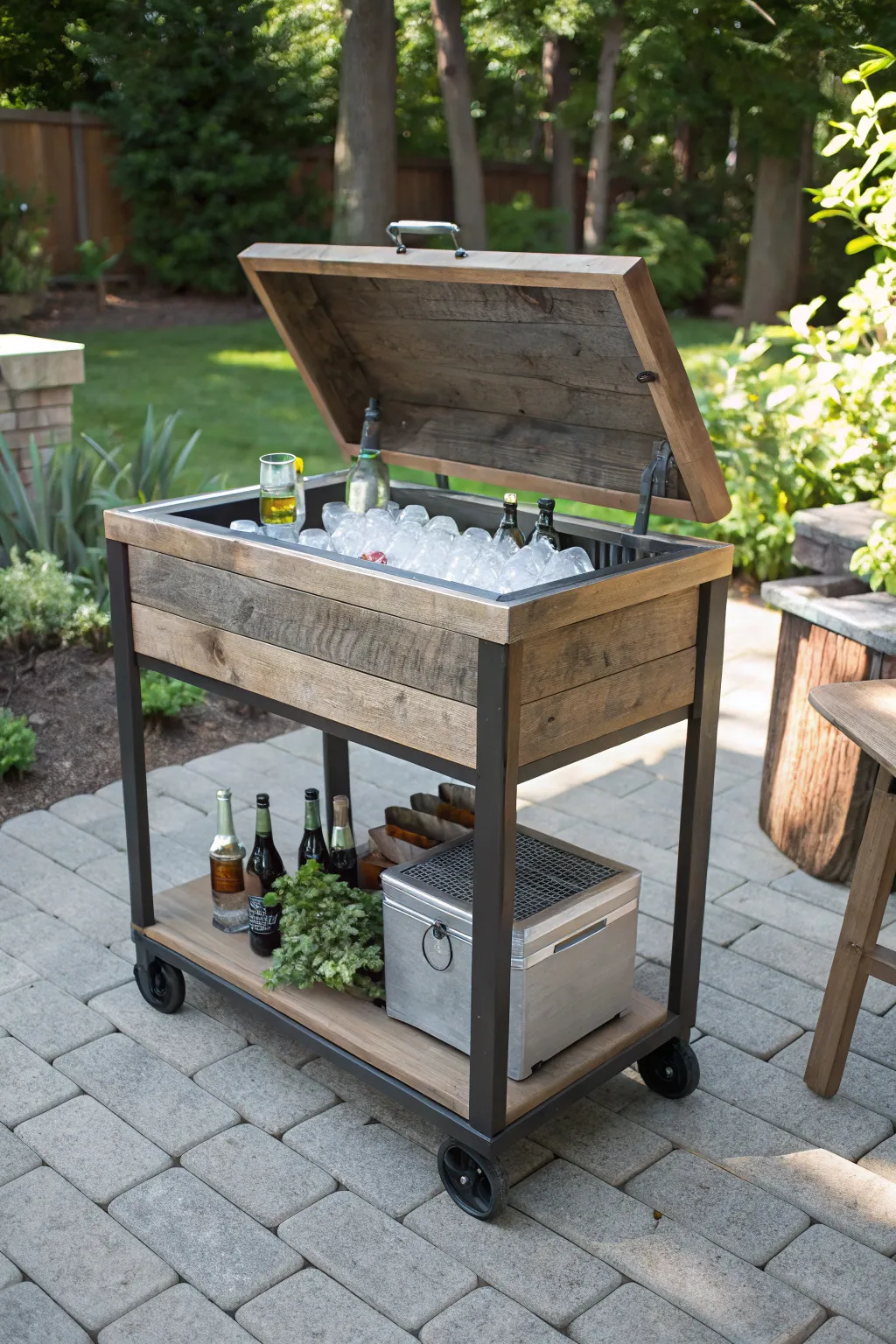 Keep your drinks cool and your style cooler with this DIY outdoor bar cart!