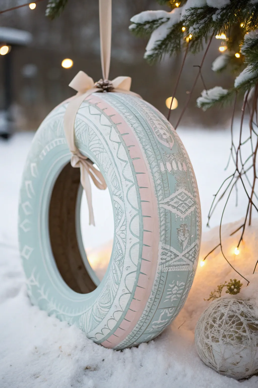 Transform your outdoor space with this stunning upcycled tire ornament, where Scandinavian minimalism meets boho charm.