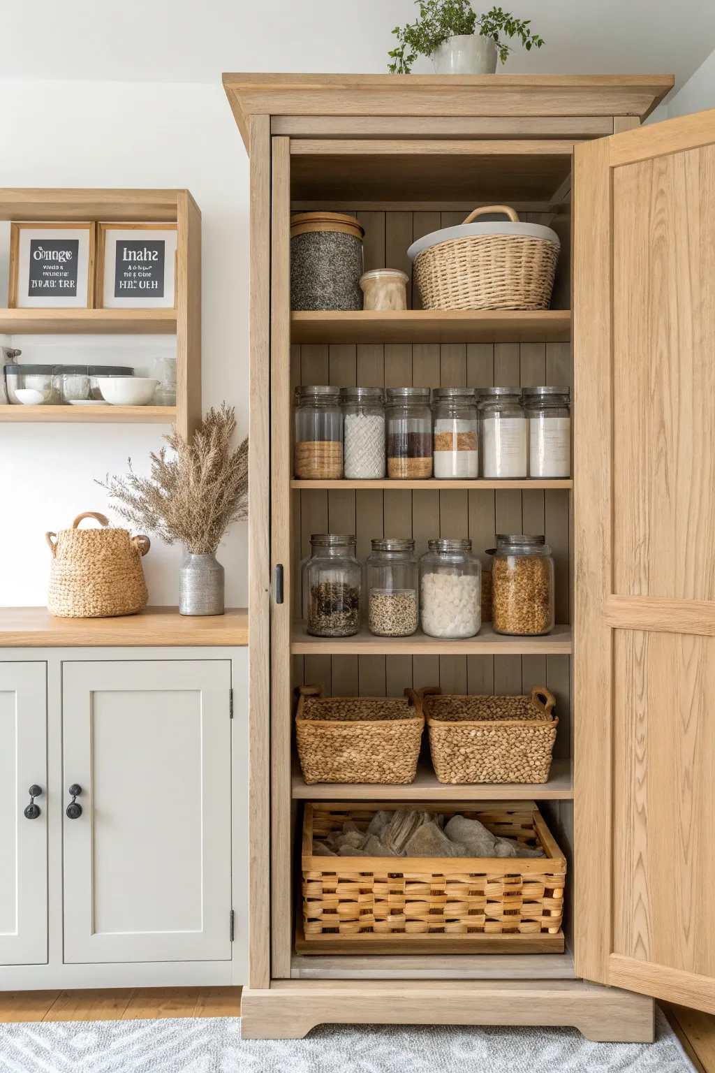 Witness the magic of transformation: from chaos to minimalist elegance. 🌿✨ #DIYPantryMakeover