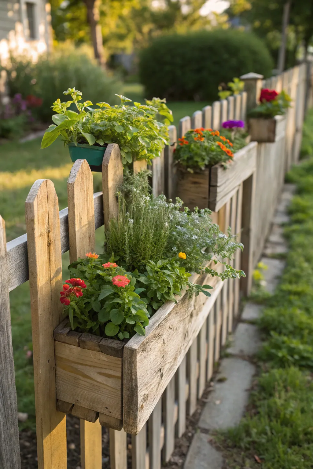 Transform your fence into a lush Plant-Lover’s Paradise with integrated planters, bringing color and fragrance to your garden.