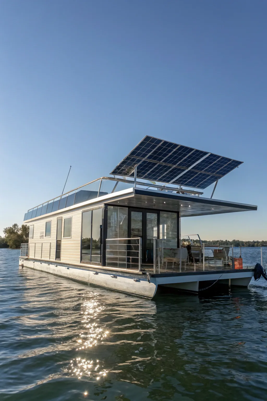 Harness the sun's power: Elevate your houseboat living with eco-friendly solar panels.