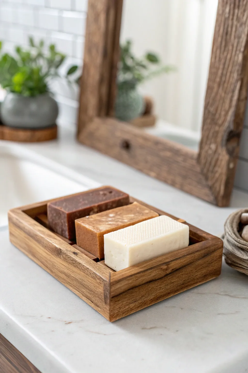 Elevate your bathroom bliss with handcrafted beauty in warm earthy tones. #RusticElegance #FarmhouseChic