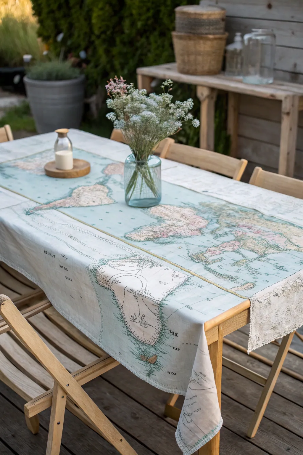 Set sail on a culinary adventure with vintage map table covers that tell a story. 🌿🗺️✨