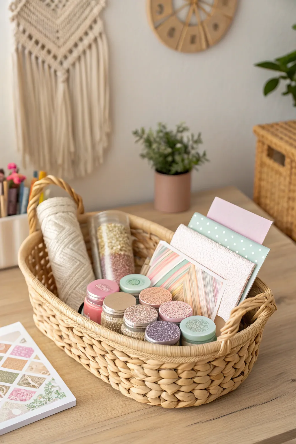 Unleash your creativity with a charming Valentine's DIY craft basket, perfect for a cozy afternoon of crafting with friends.