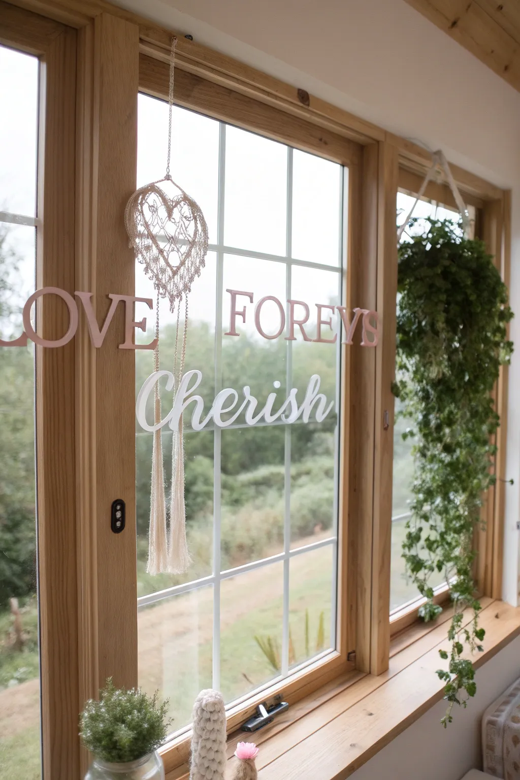 Capture the essence of love with delicate window lettering, perfect for a touch of romance and simplicity.