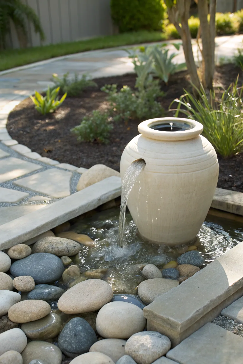 Embrace the serene elegance of nature with a DIY stone-integrated pot fountain.