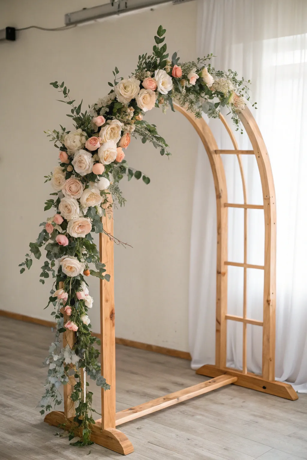 Embrace elegance with a handcrafted floral arch, perfect for your dream wedding backdrop.