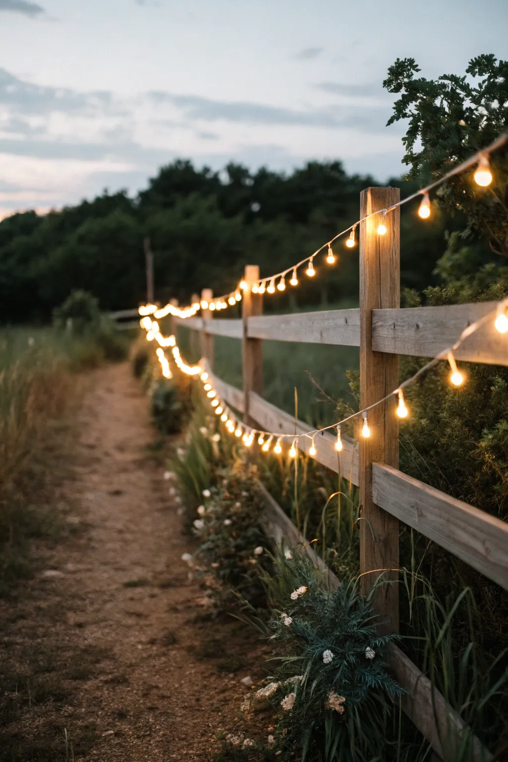 Transform your outdoor wedding with enchanting string lights for an intimate, budget-friendly ambiance.