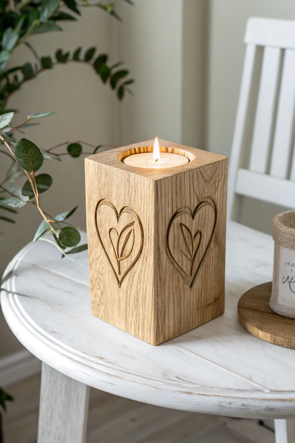 Embrace simplicity and love with this handcrafted heart candle holder.