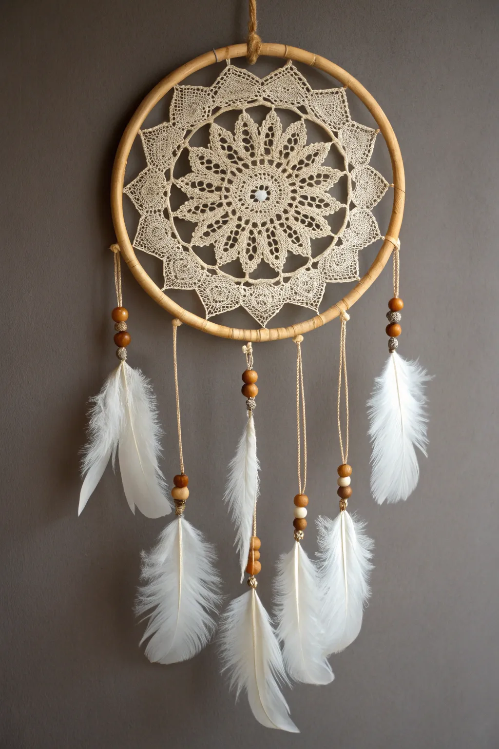 Embrace boho elegance with this enchanting doily dream catcher—where simplicity meets vintage charm.