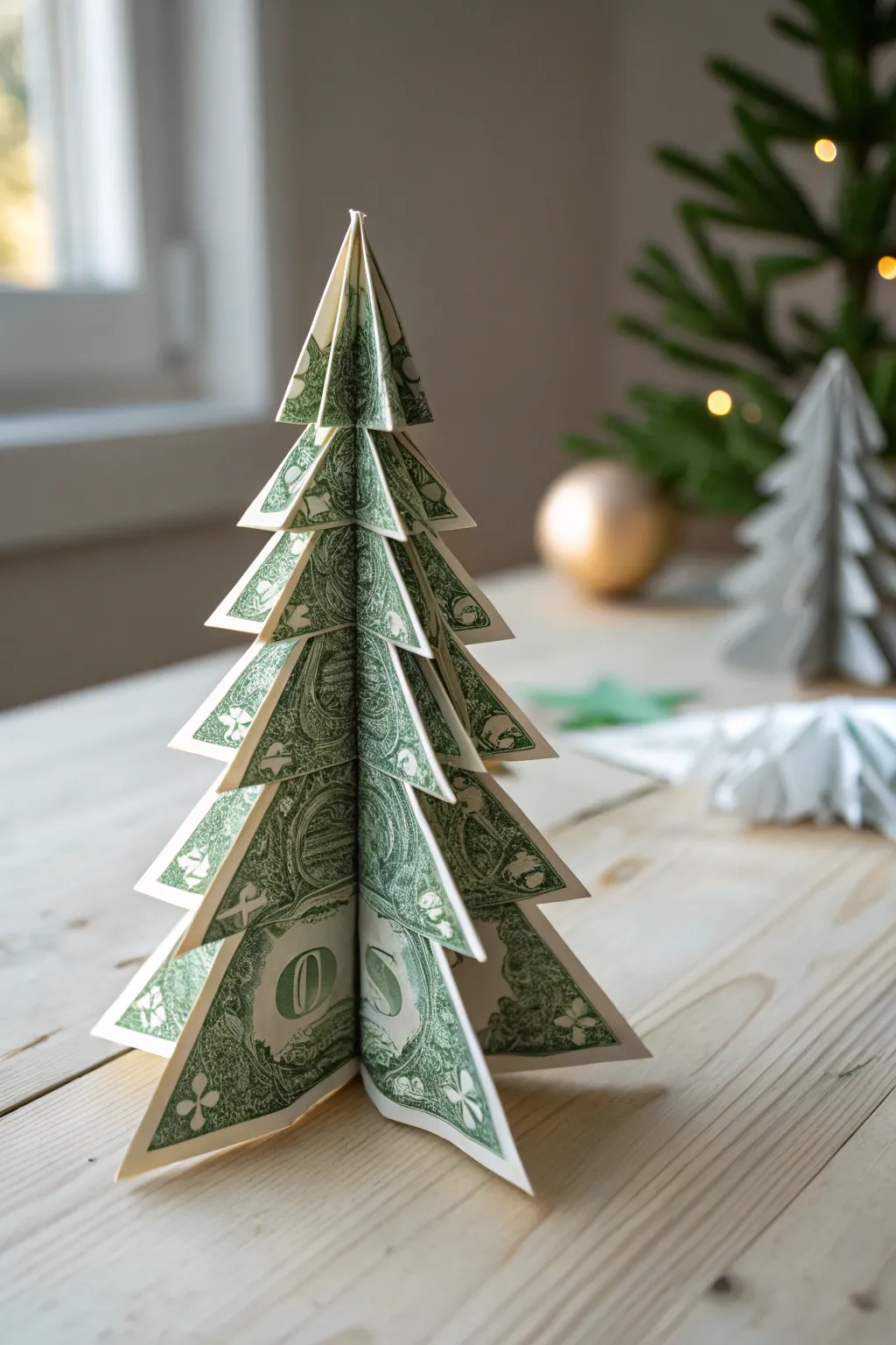 Craft your own mini forest with these charming dollar bill origami trees!