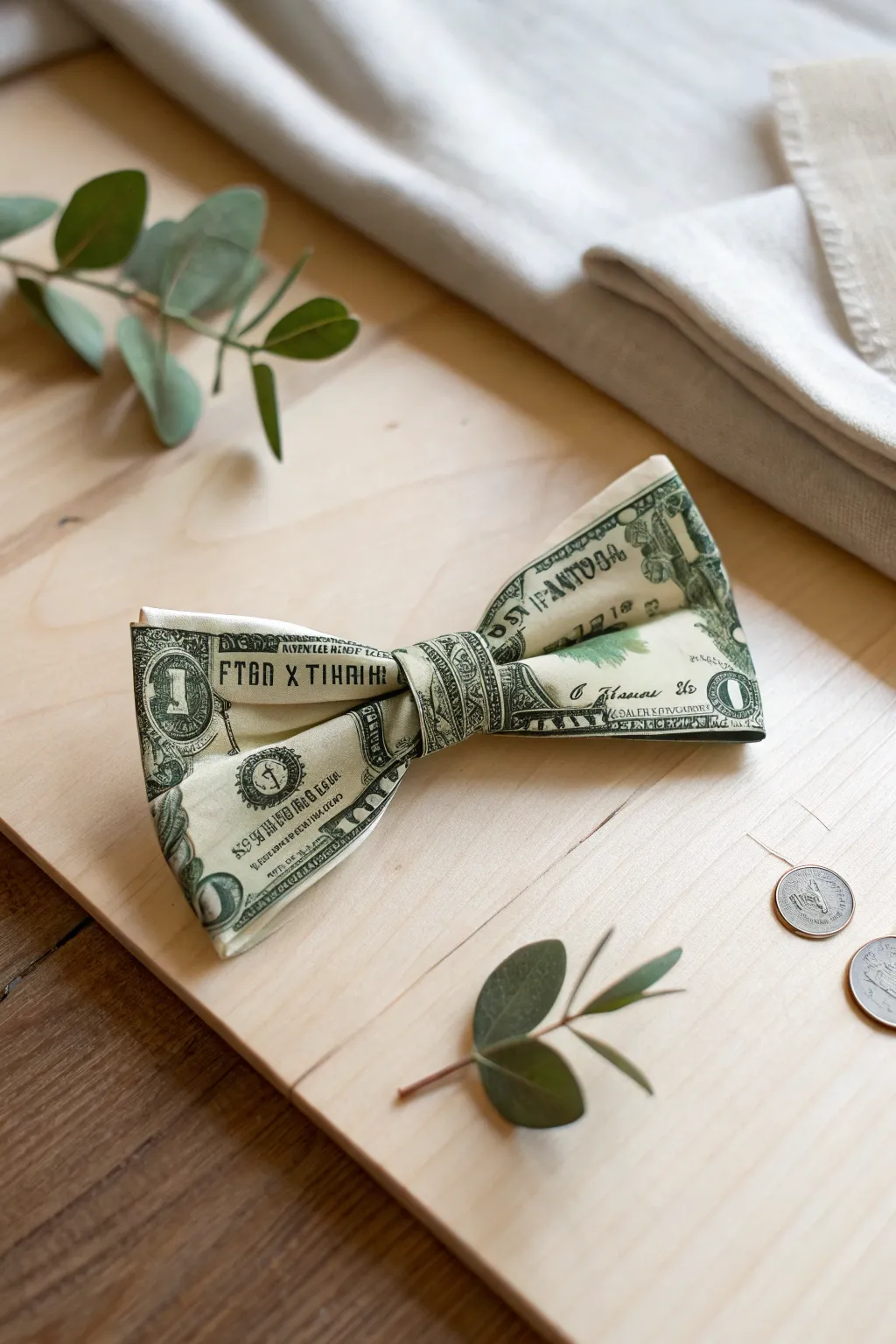 Add a touch of elegance with a handcrafted dollar bill bow tie – perfect for gifts with a personal flair.