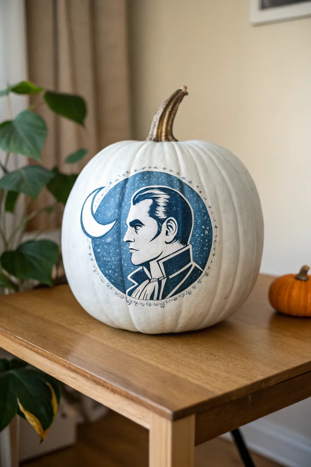 Embrace the mystical elegance of moonlit Dracula with this enchanting pumpkin design.
