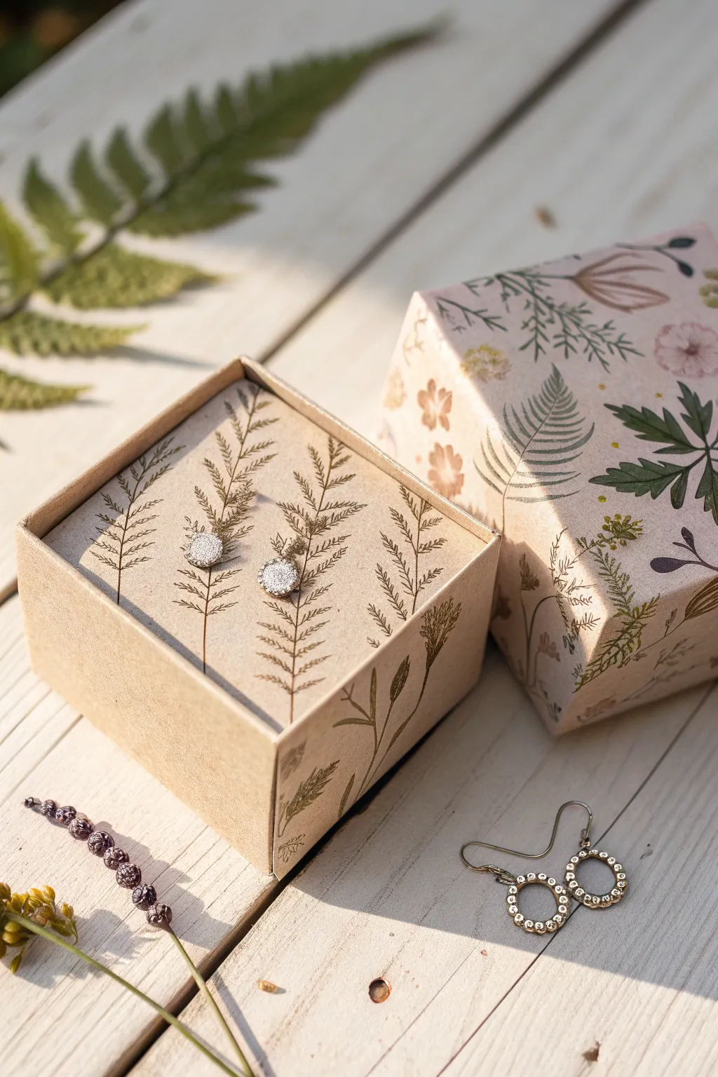 Nature's elegance wrapped in minimalist charm: Discover the art of earring packaging.