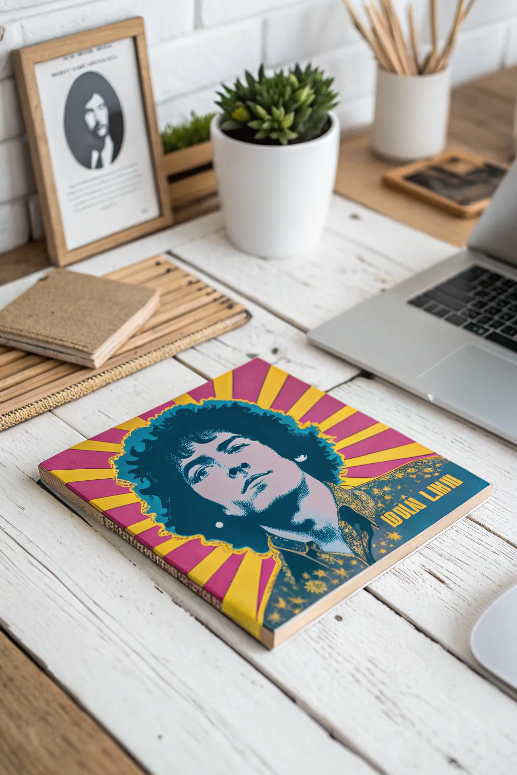 Brighten your space with a pop art portrait album cover – where minimalist elegance meets bold creativity.