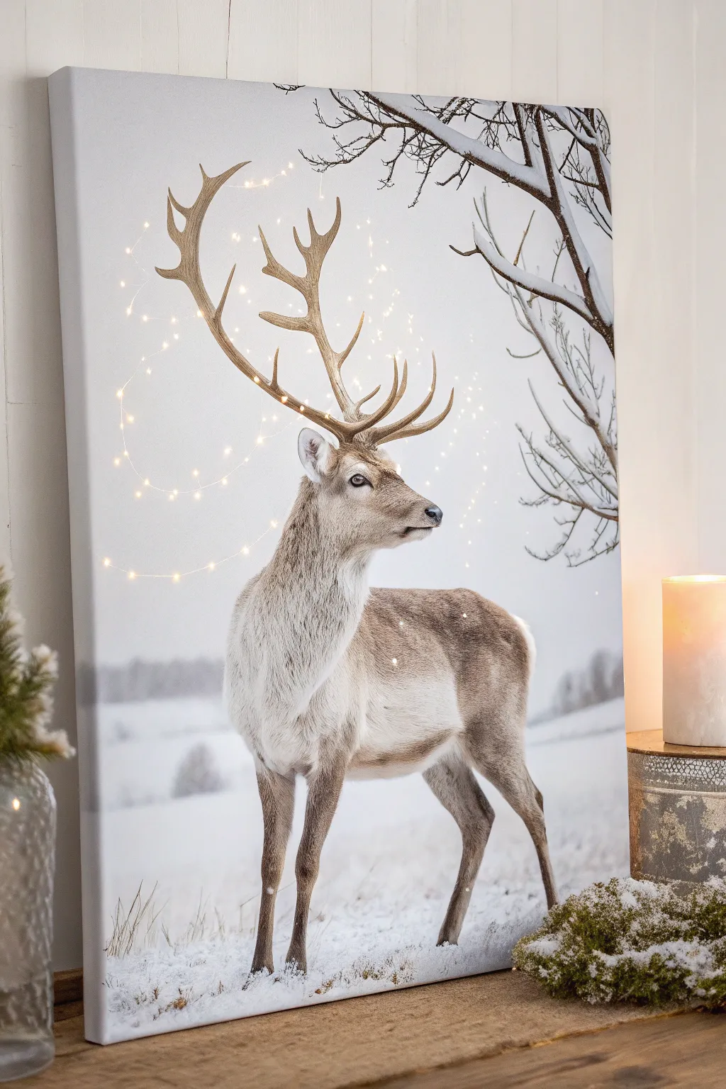 Embrace the magic of the season with this enchanting reindeer canvas art.