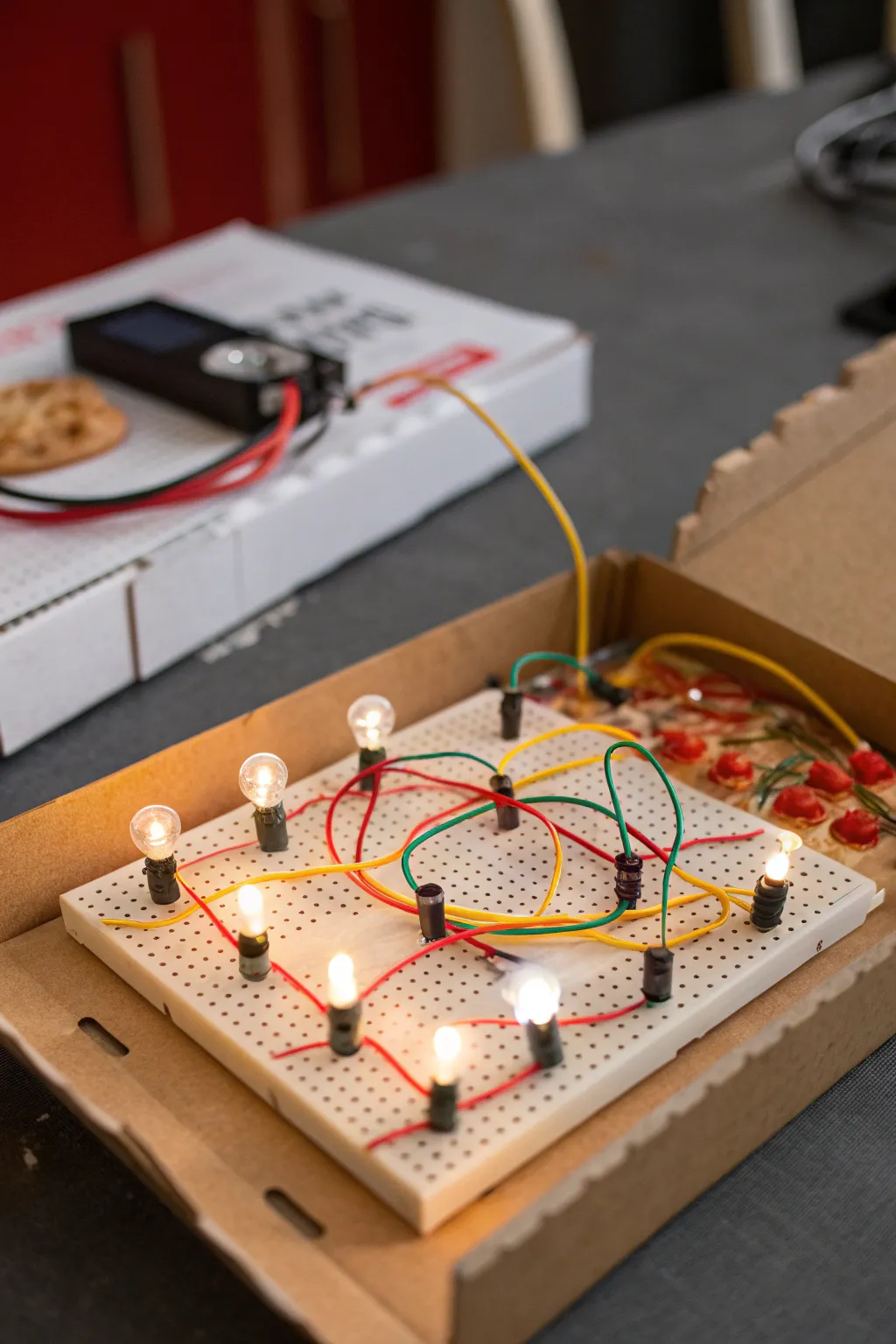 Ignite your curiosity: Craft a simple circuit from a pizza box and watch your ideas light up!