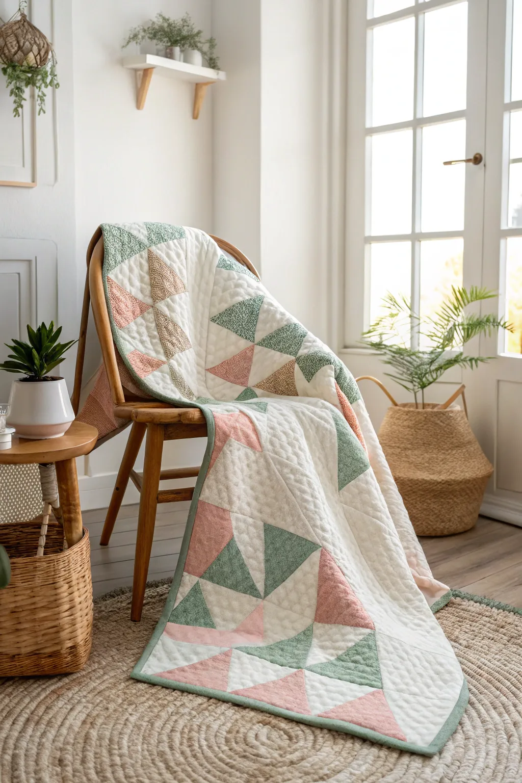 Discover the charm of half-square triangles in this elegant, easy-to-make quilt—perfect for adding a touch of cozy sophistication to your home.