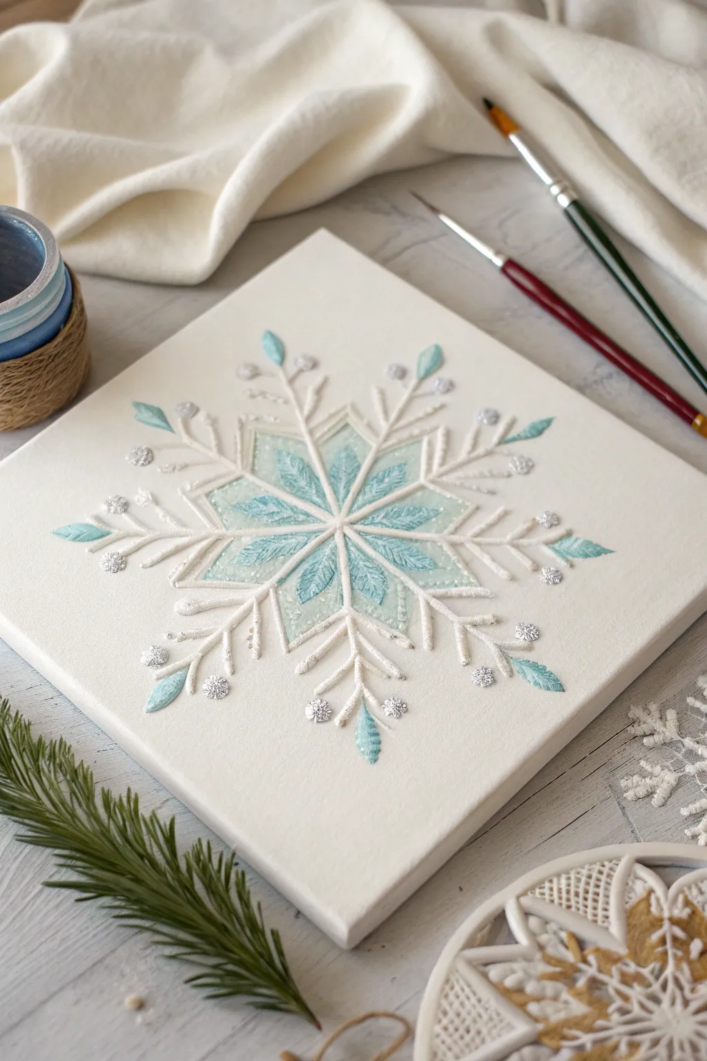 Discover the art of mixed media snowflakes—where simplicity meets elegance in every brush and pencil stroke.