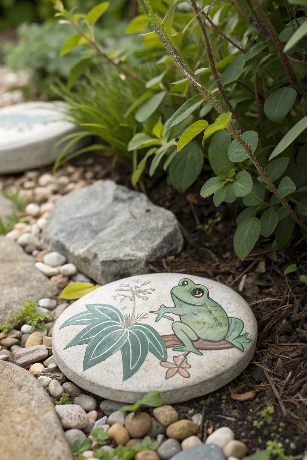 Add a whimsical touch to your garden with this charming frog-painted stepping stone!