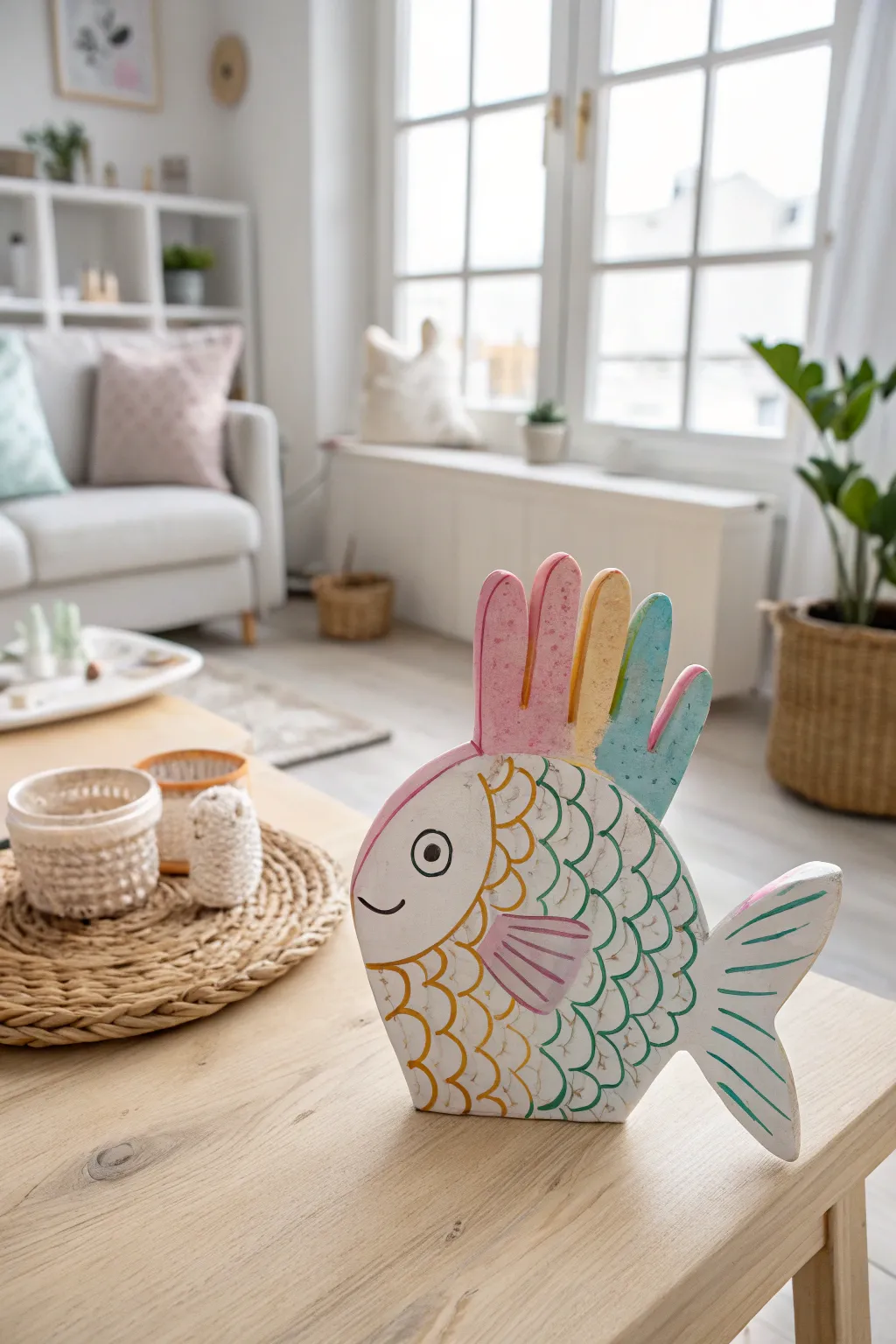 Capture the joy of summer with playful handprint fish art—a perfect keepsake for any home.