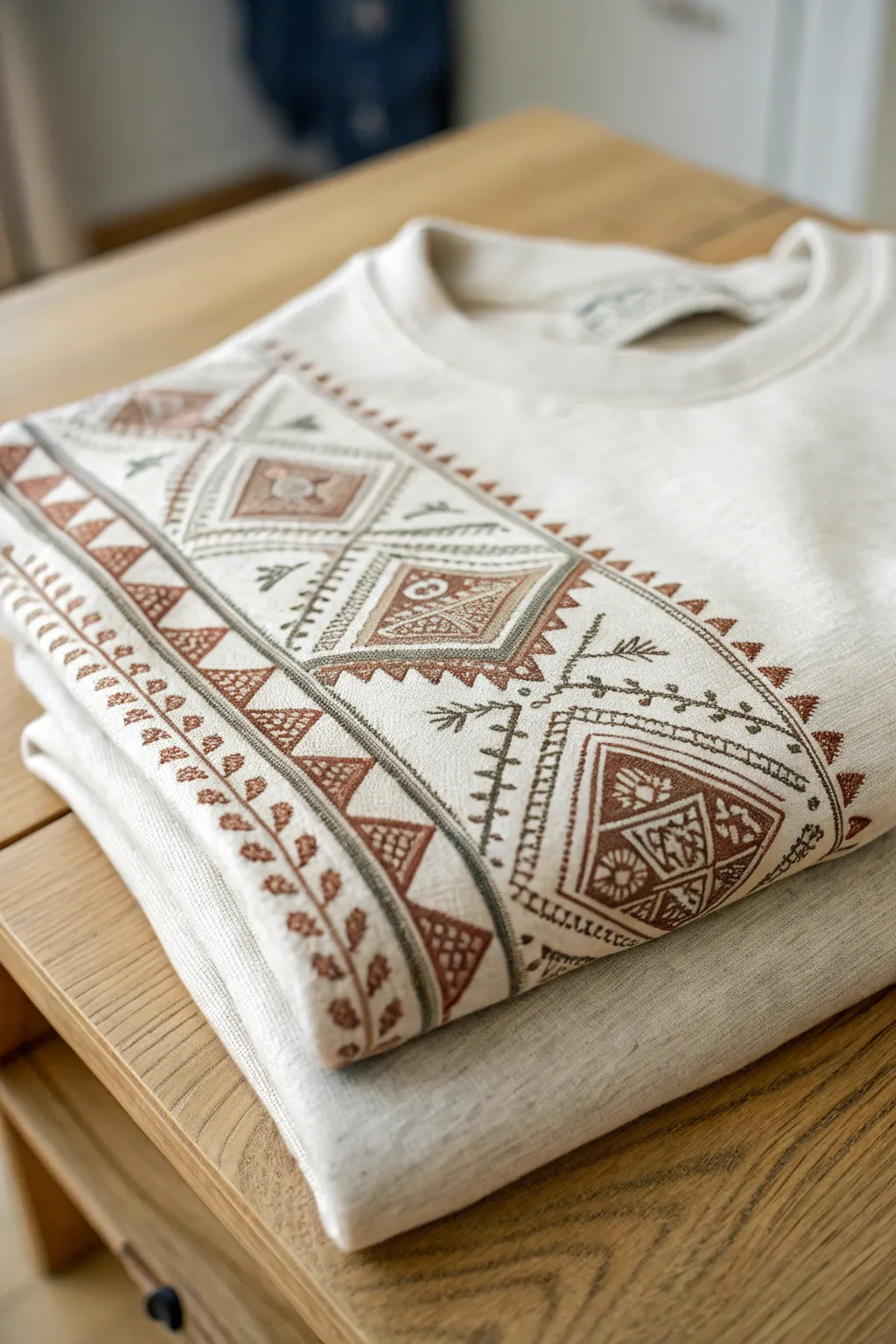 Elevate your style with geometric elegance: a modern twist on timeless embroidery.